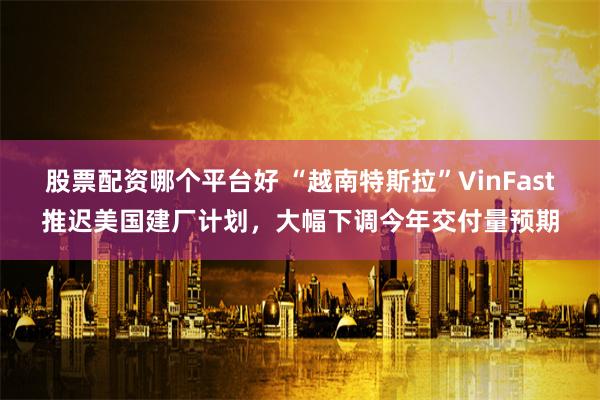 股票配资哪个平台好 “越南特斯拉”VinFast推迟美国建厂计划，大幅下调今年交付量预期